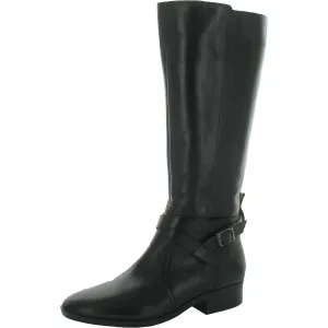 Rena Womens Slip On Zip Up Knee-High Boots