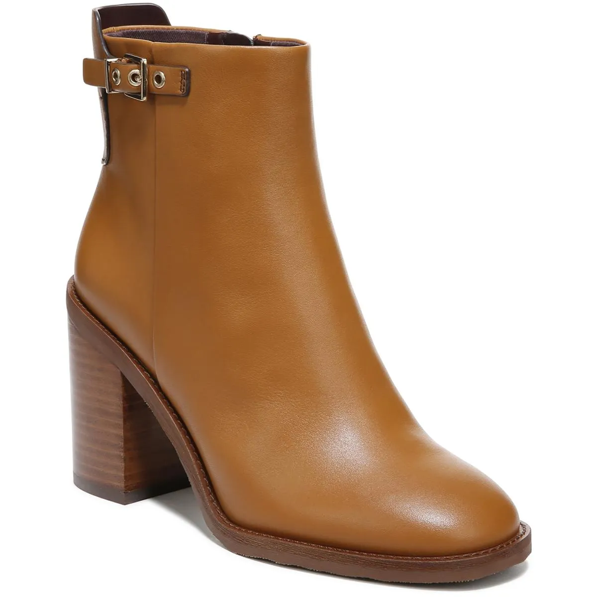 Rivet Womens Leather Block Heel Booties