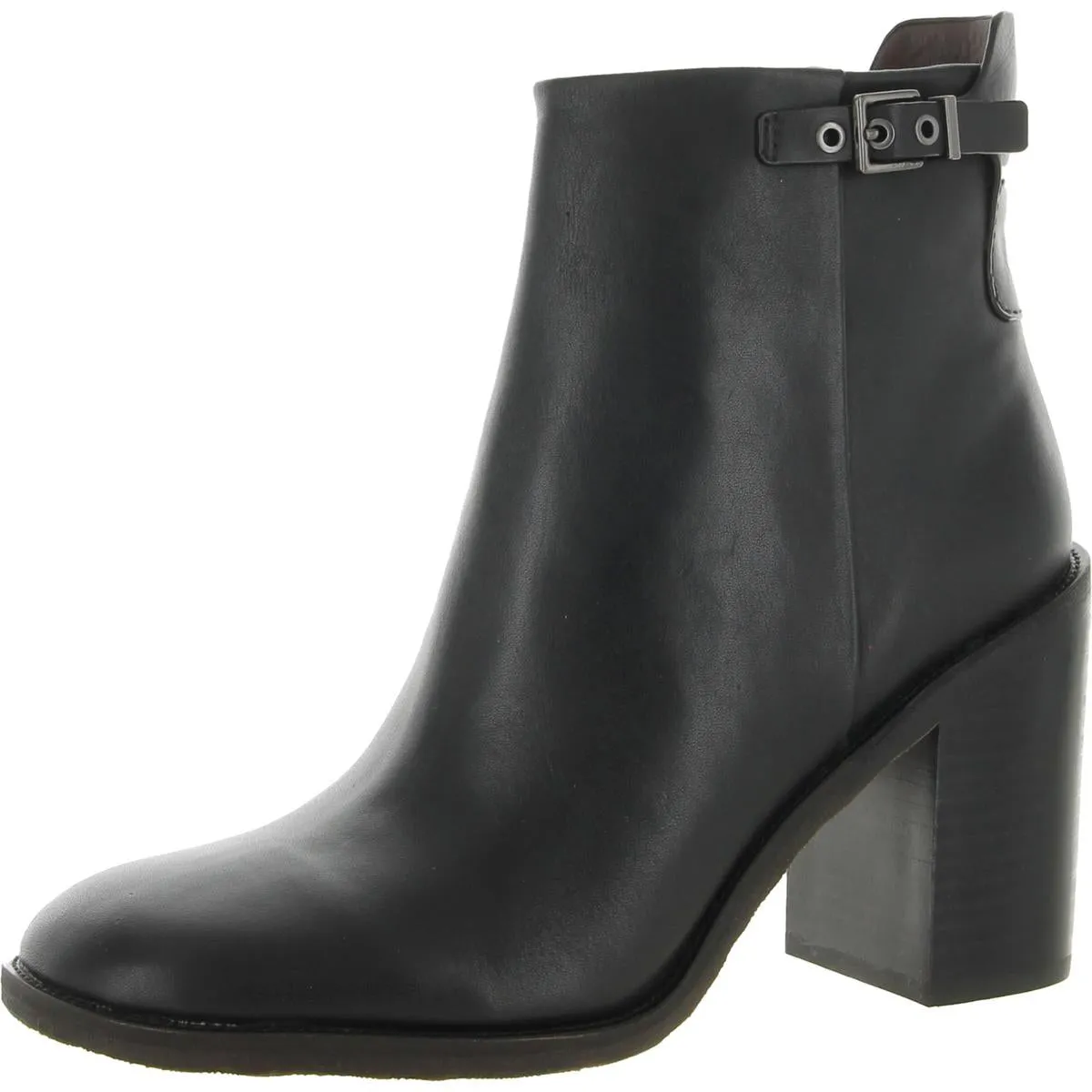 Rivet Womens Leather Block Heel Booties