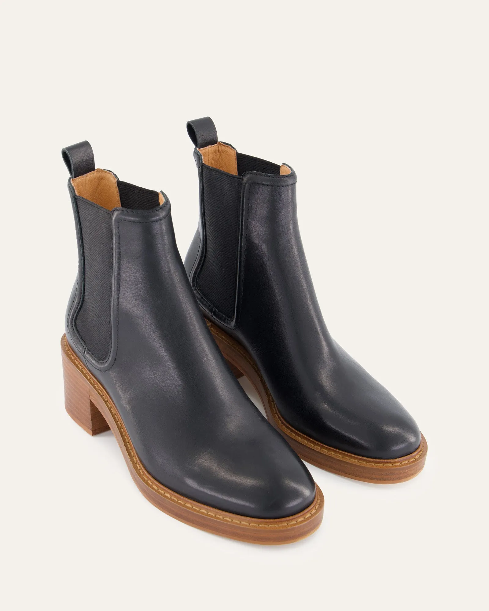 RYE MID ANKLE BOOTS BLACK LEATHER