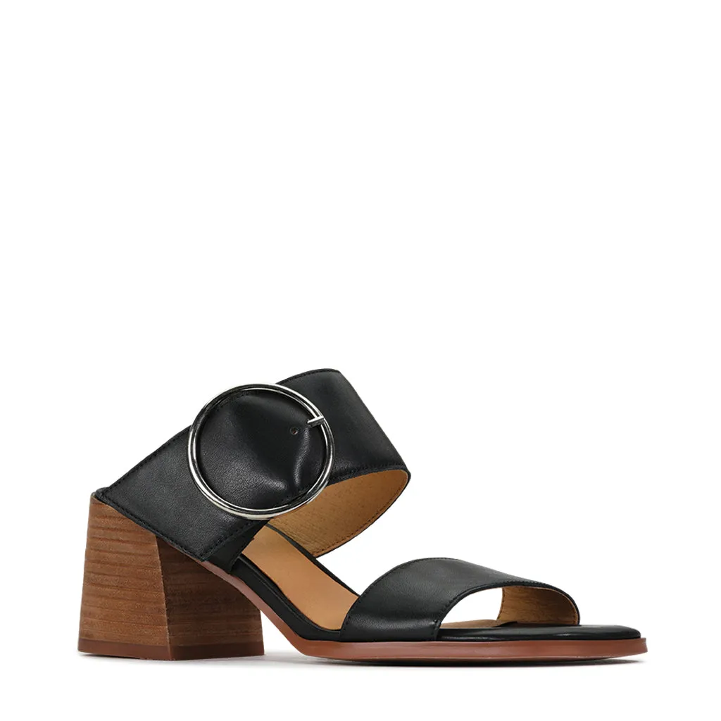 SART LEATHER DOUBLE STRAP MULE SANDAL