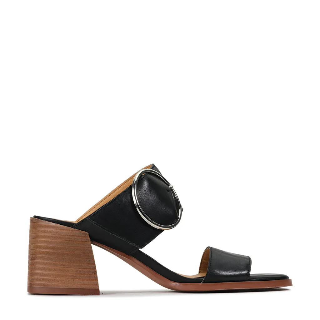 SART LEATHER DOUBLE STRAP MULE SANDAL