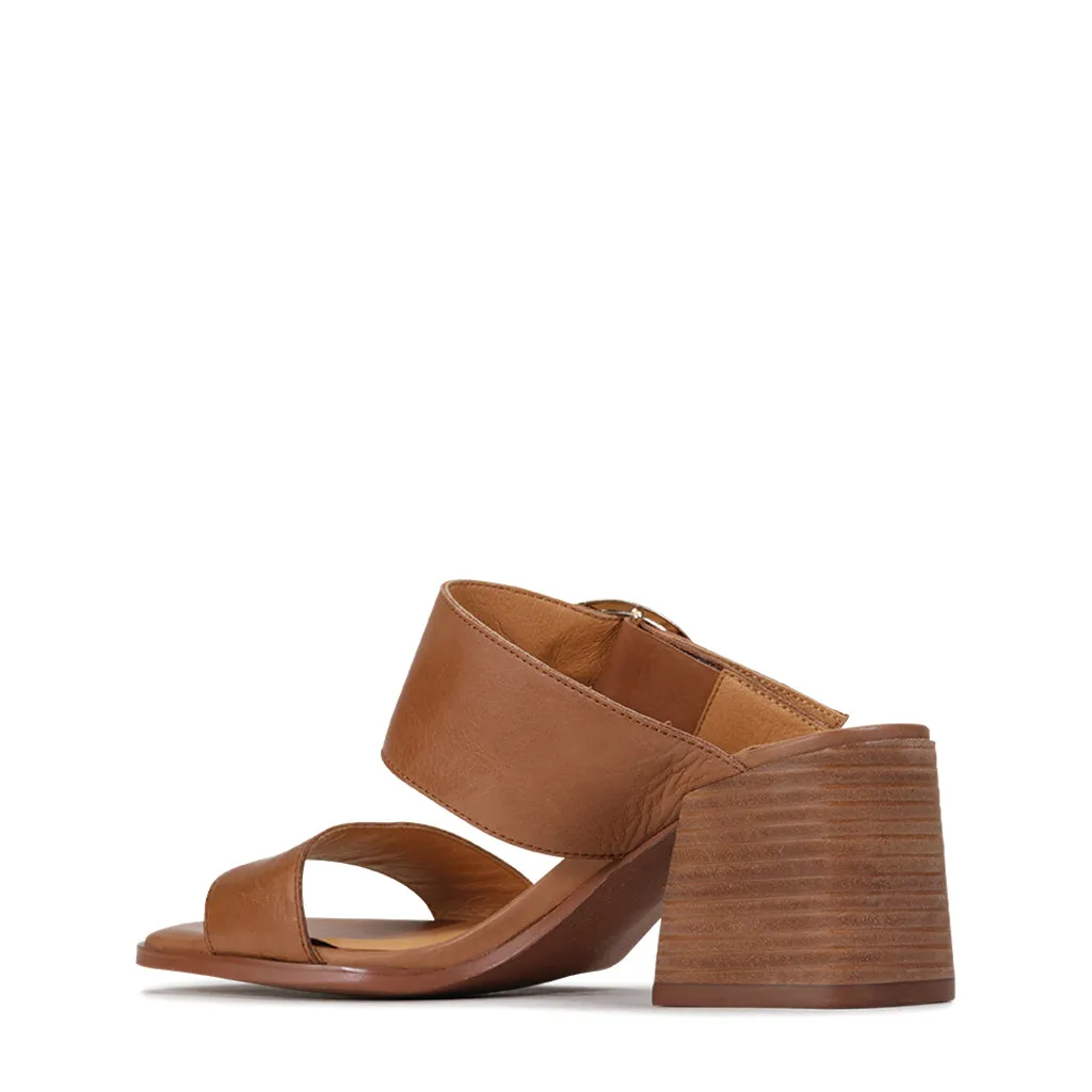 SART LEATHER DOUBLE STRAP MULE SANDAL