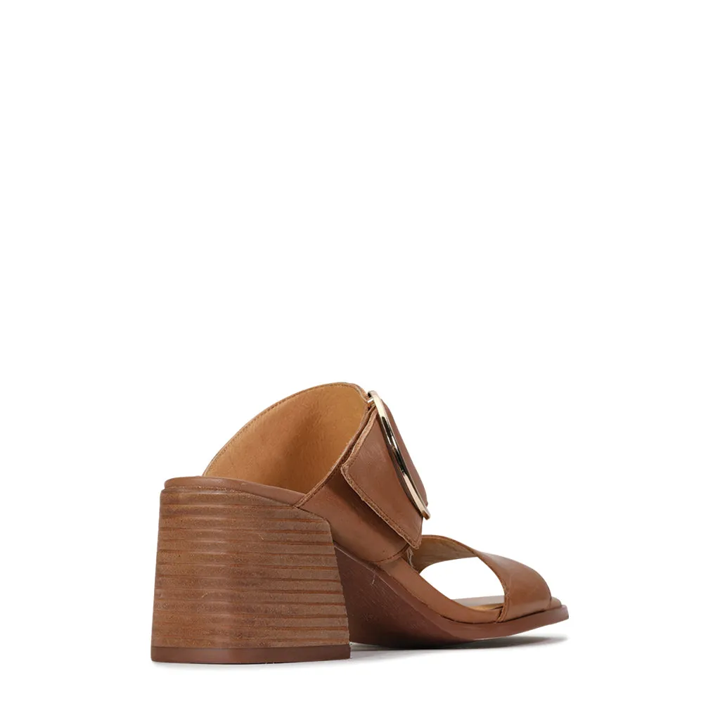 SART LEATHER DOUBLE STRAP MULE SANDAL