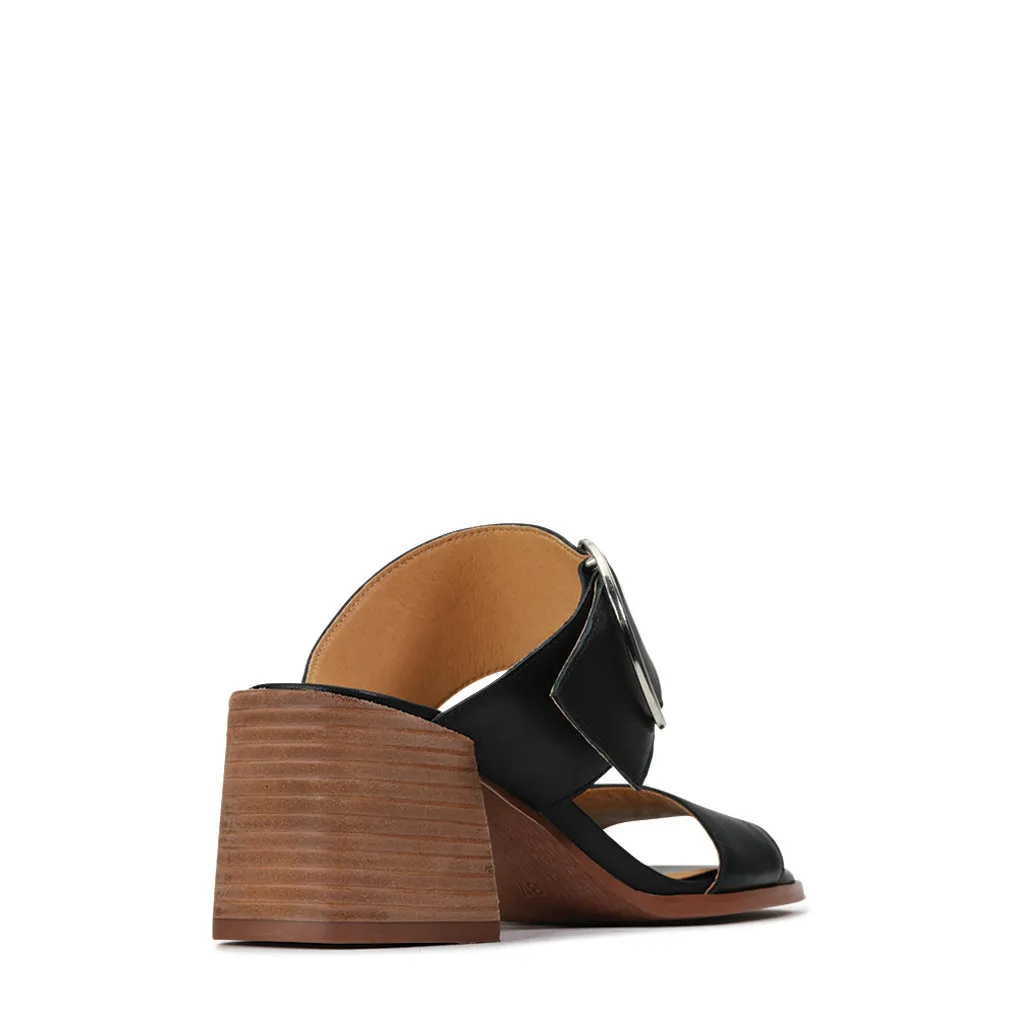 SART LEATHER DOUBLE STRAP MULE SANDAL