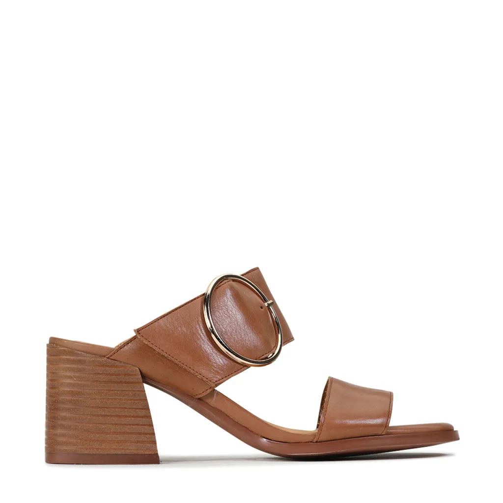 SART LEATHER DOUBLE STRAP MULE SANDAL
