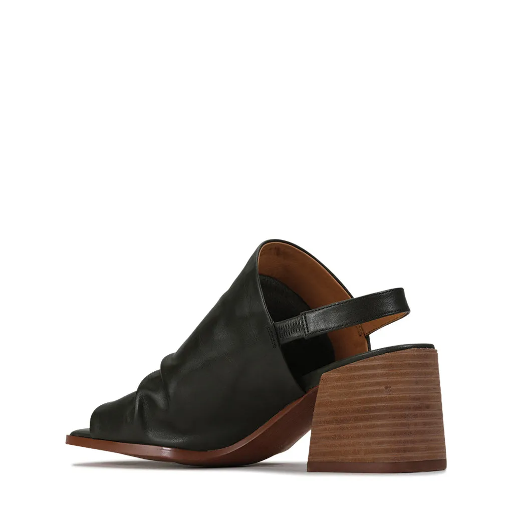 SARTORE LEATHER SLING-BACK HEELED SANDAL