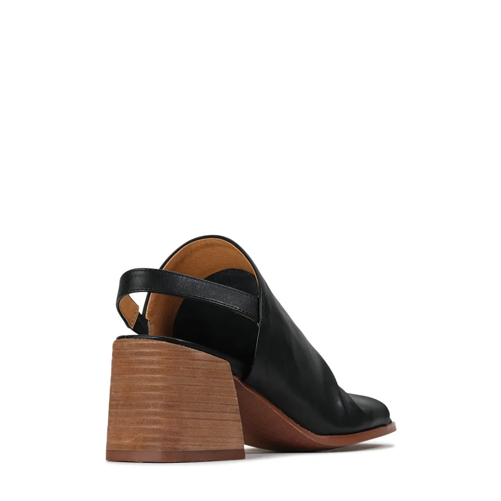 SARTORE LEATHER SLING-BACK HEELED SANDAL