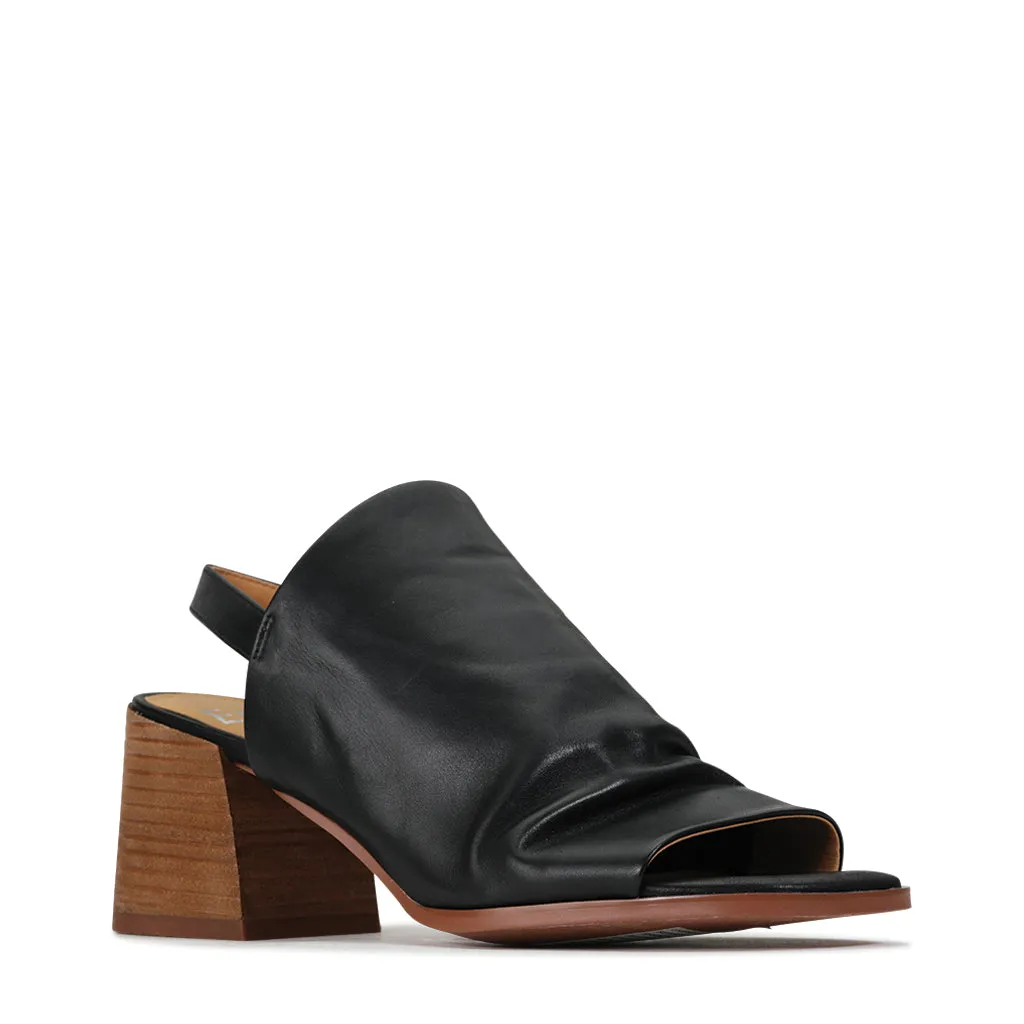 SARTORE LEATHER SLING-BACK HEELED SANDAL