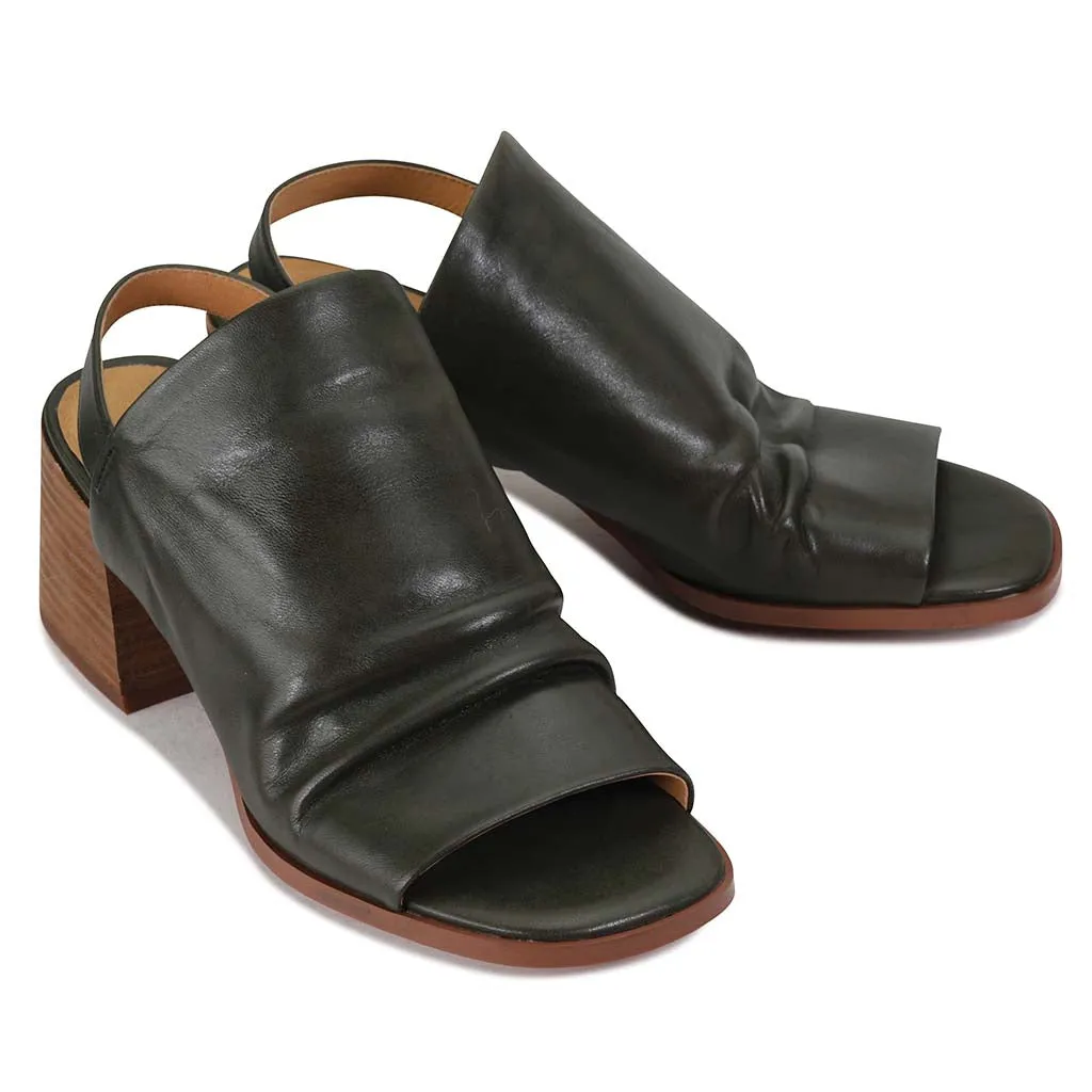SARTORE LEATHER SLING-BACK HEELED SANDAL