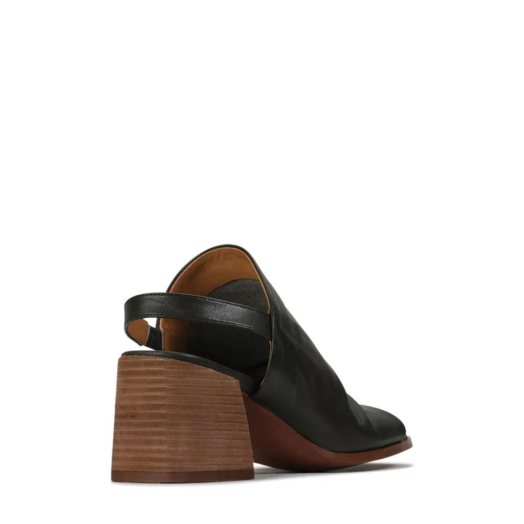 SARTORE LEATHER SLING-BACK HEELED SANDAL