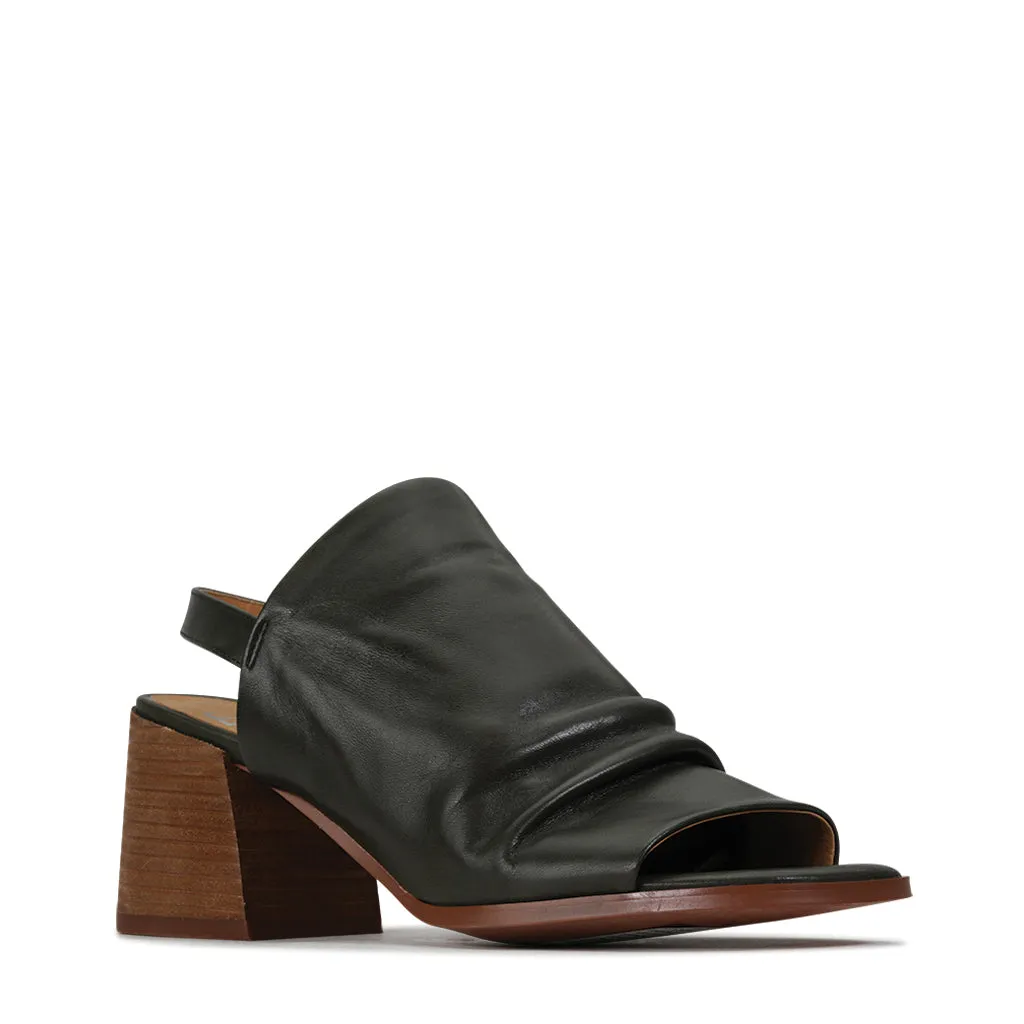 SARTORE LEATHER SLING-BACK HEELED SANDAL
