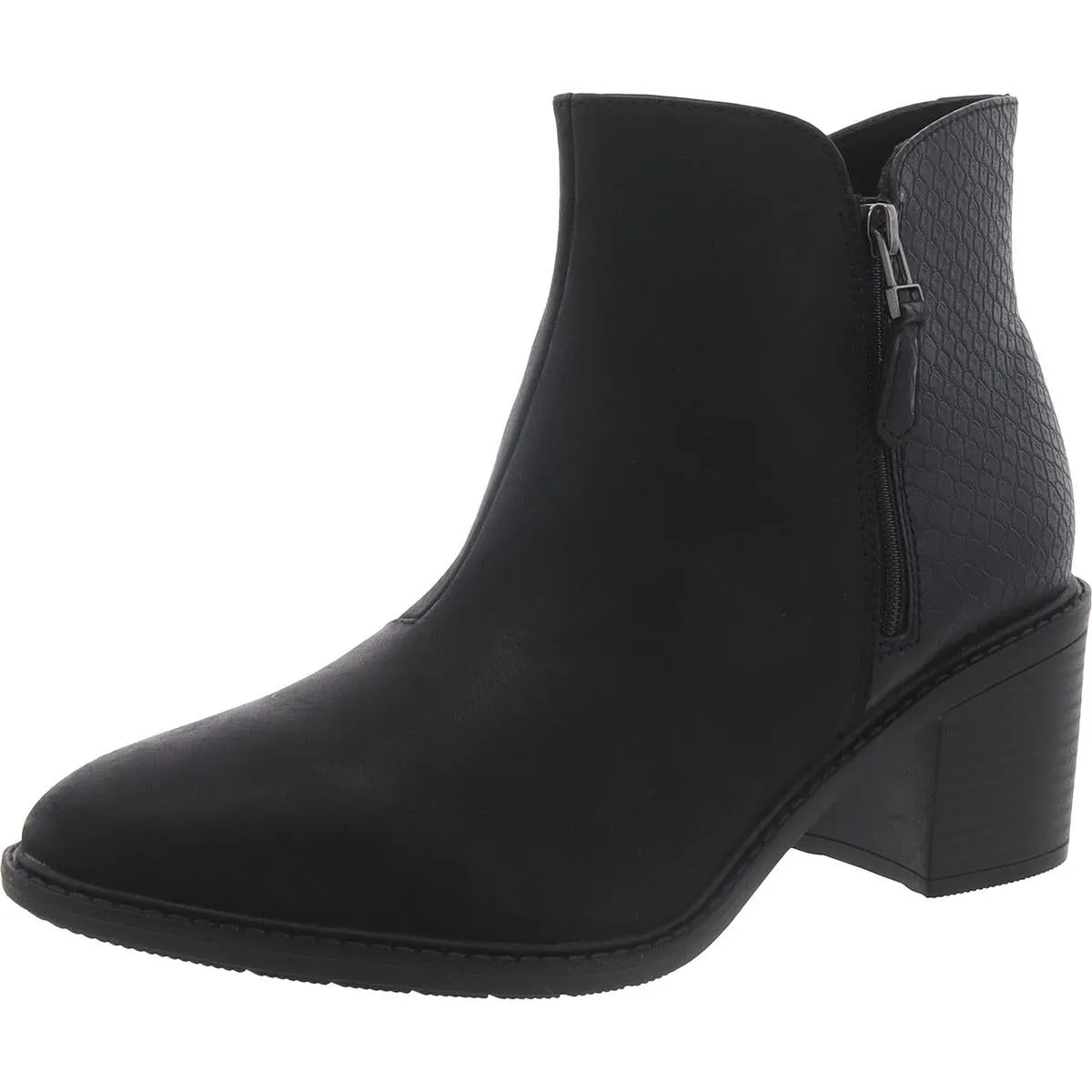 Scene Zip Womens Leather Almond Toe Ankle Boots