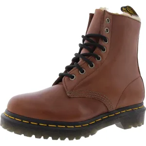 Serena Womens Leather Lace Up Combat Boots