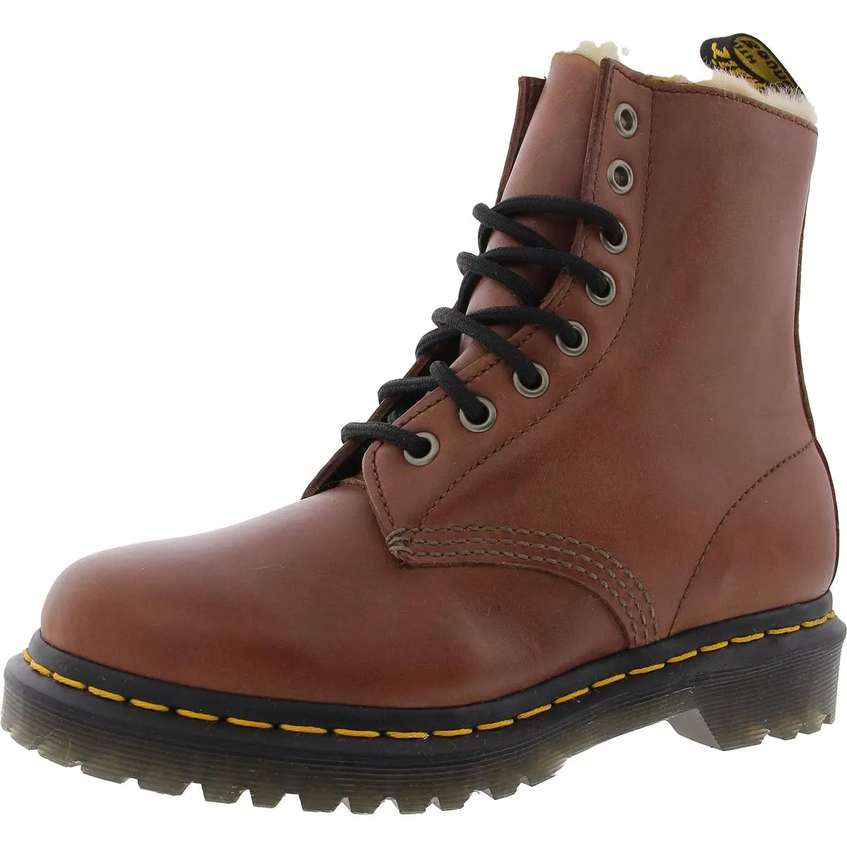 Serena Womens Leather Lace Up Combat Boots