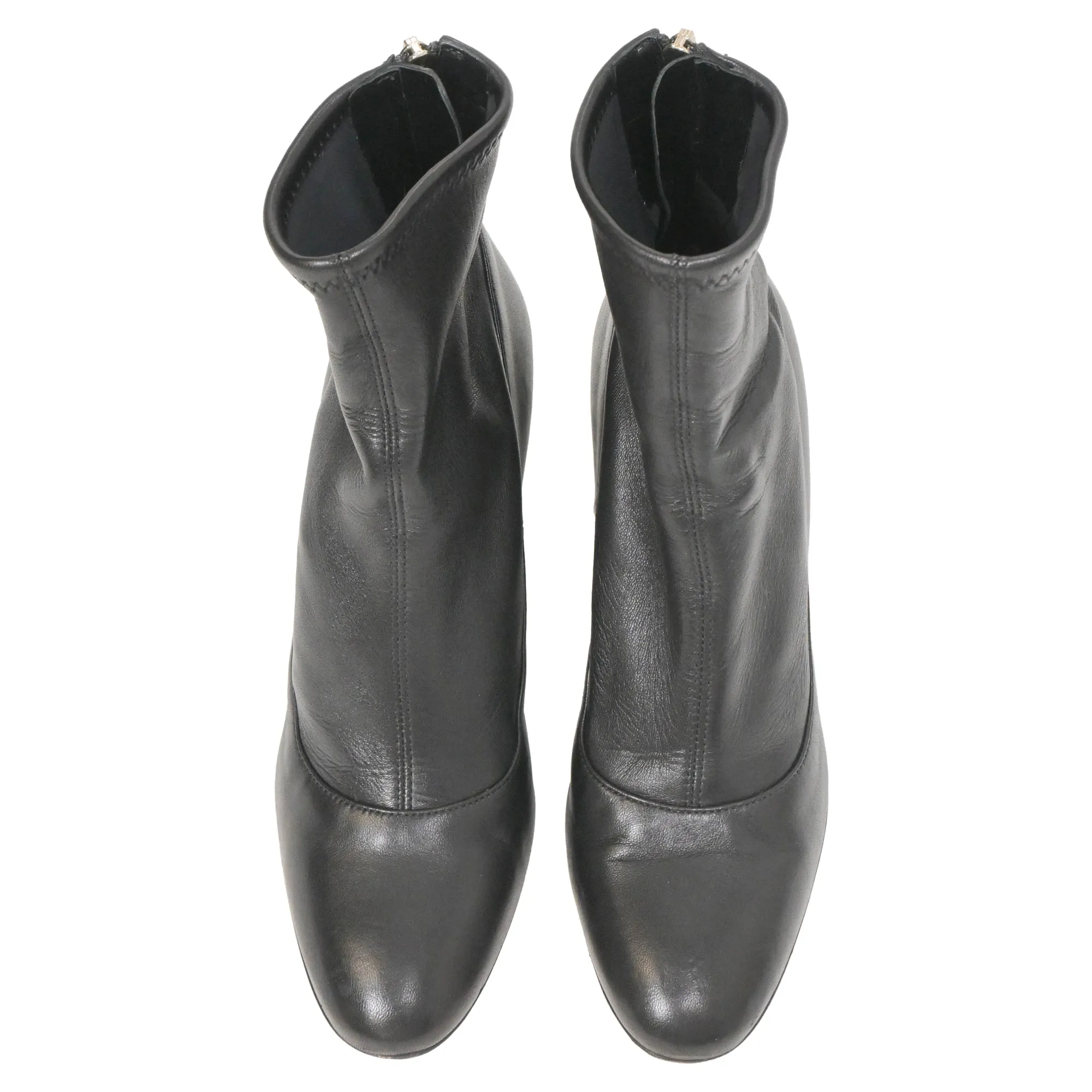 Sergio Rossi Block Heel Ankle Boots in Black Leather