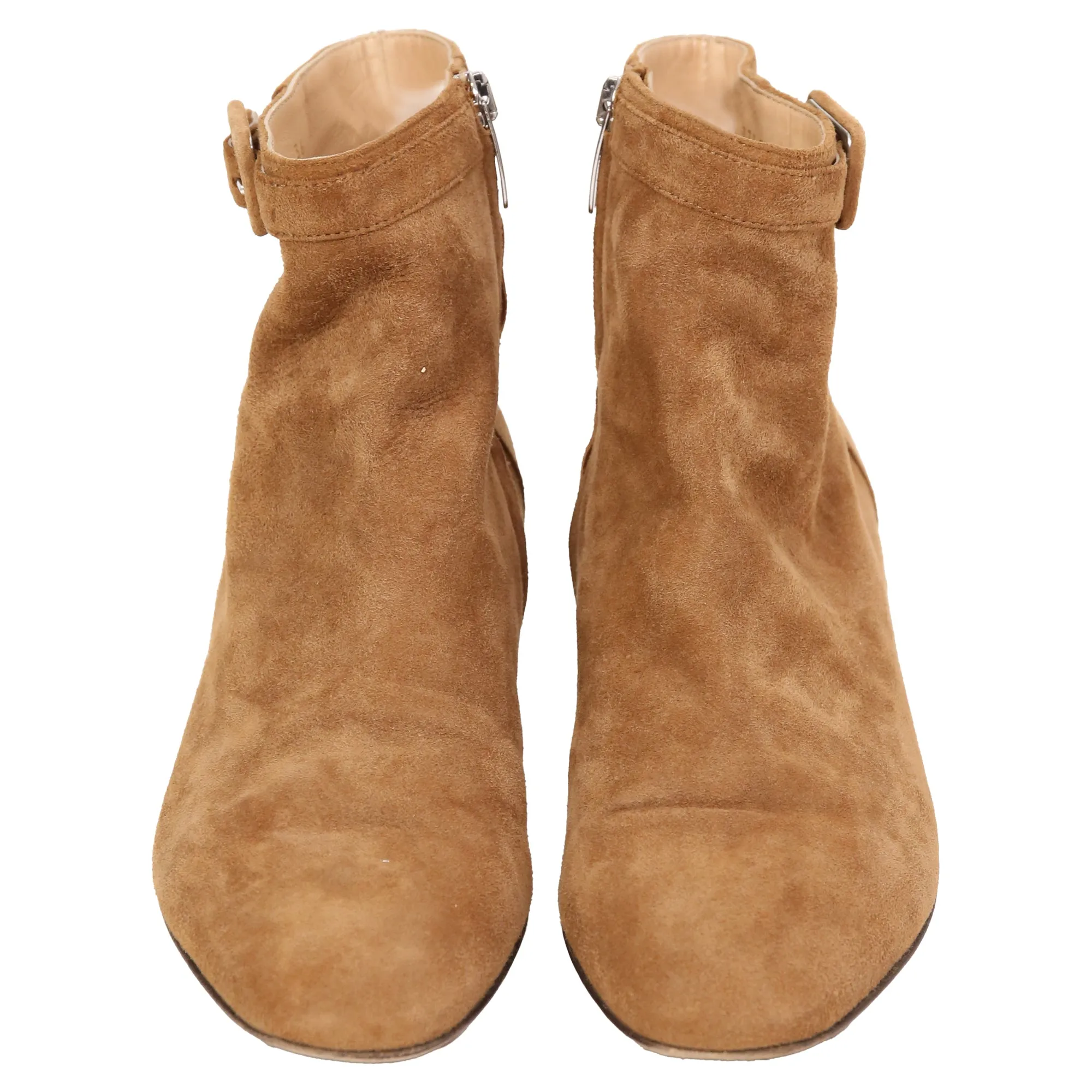 Sergio Rossi Buckled Strap Ankle Boots in Brown Suede
