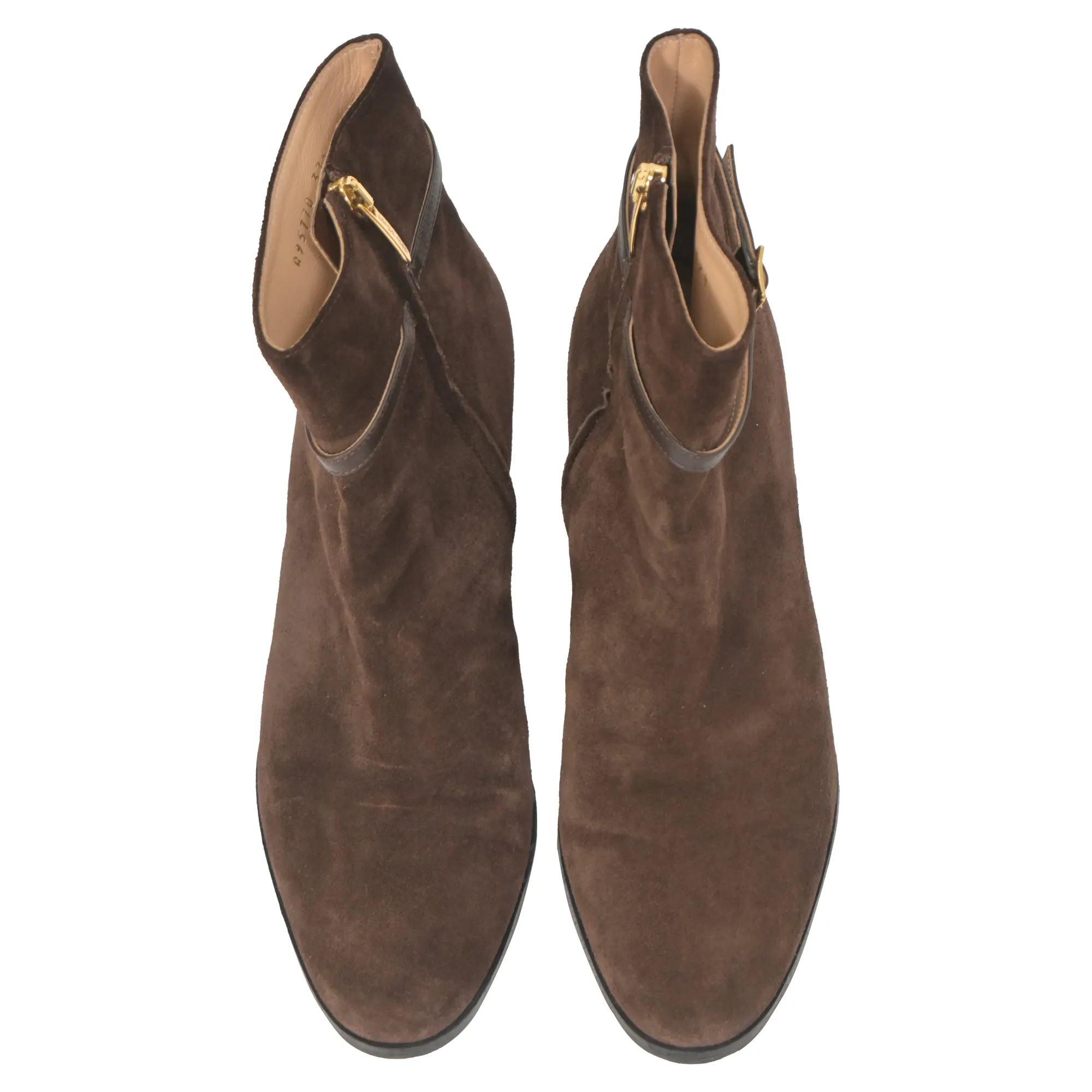 Sergio Rossi Low Heel Ankle Boots in Brown Suede