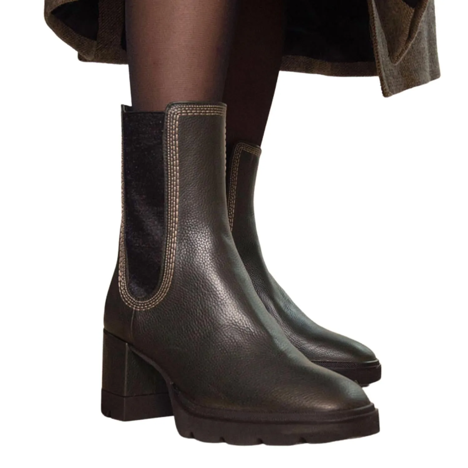 Sharon Heeled Ankle Boot In Dark Green