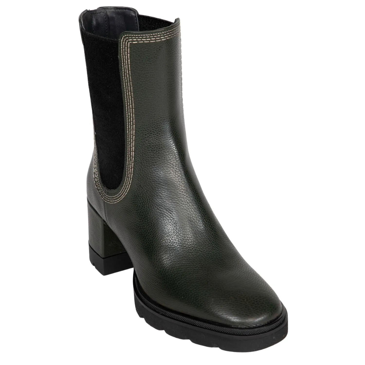 Sharon Heeled Ankle Boot In Dark Green