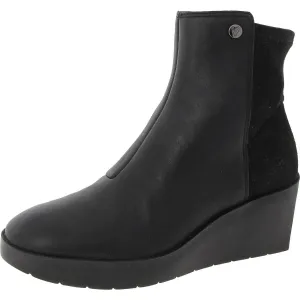 Skylar Womens Leather Mixed Media Wedge Boots
