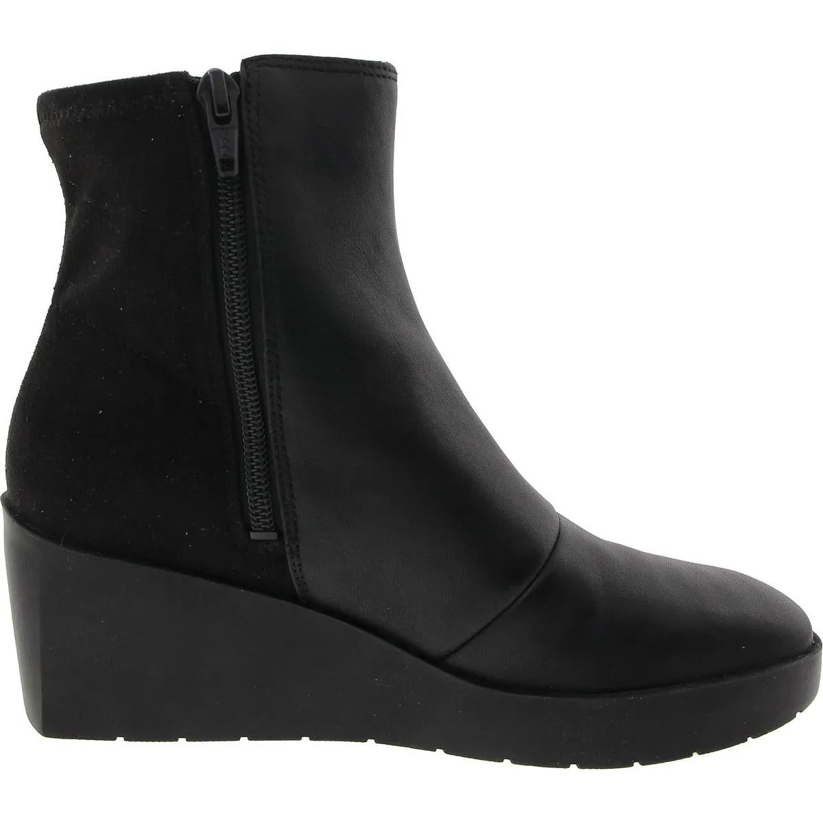 Skylar Womens Leather Mixed Media Wedge Boots