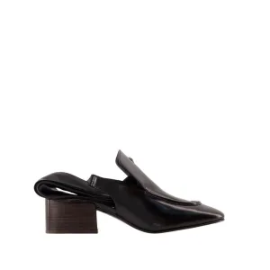 Sling Back Loafers - Leather - Black