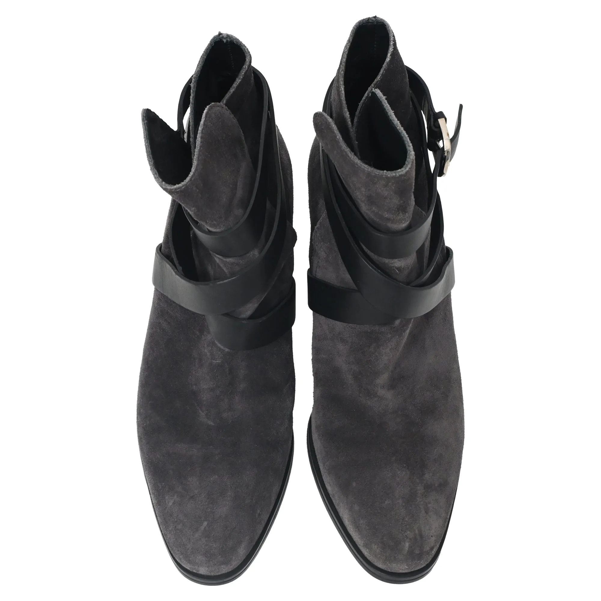 Tod's Belt Ankle Boots in Grey Suede