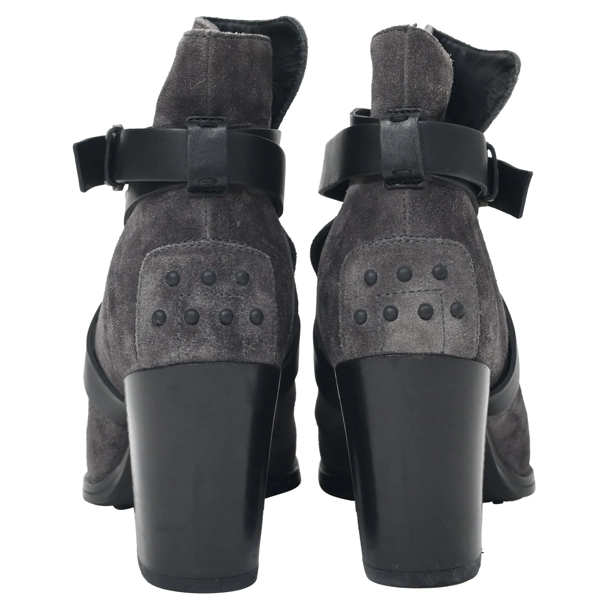 Tod's Belt Ankle Boots in Grey Suede