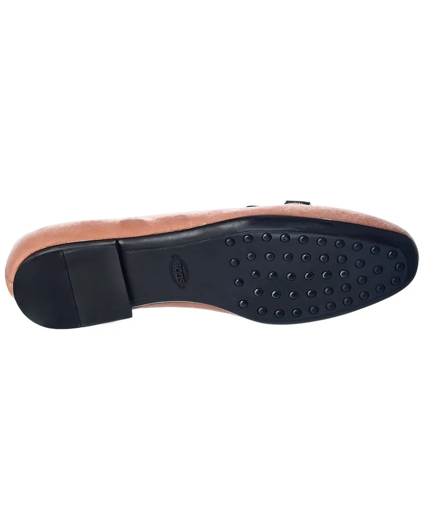 TODs Double T Velvet Loafer