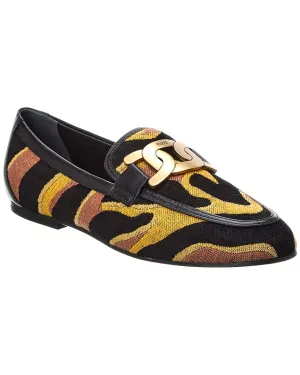 TODs Kate Canvas & Leather Loafer