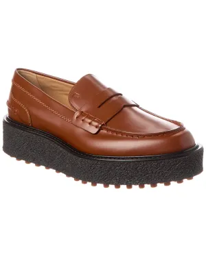 TODs Leather Platform Loafer
