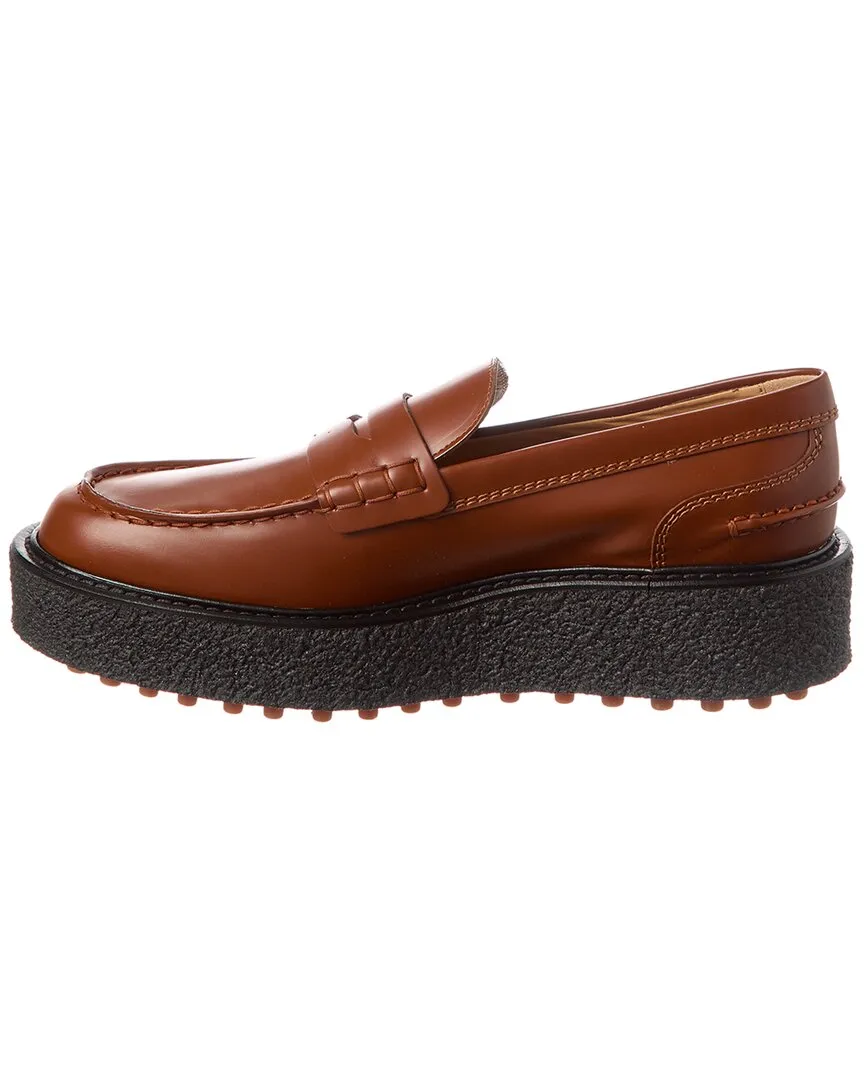TODs Leather Platform Loafer