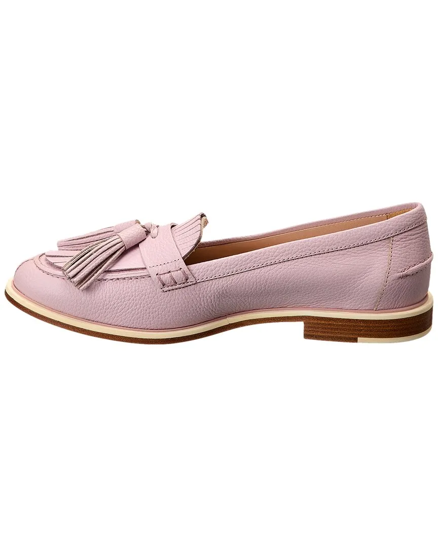 TODs Logo Fringed Leather Loafer
