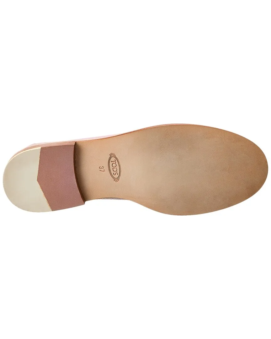 TODs Logo Fringed Leather Loafer