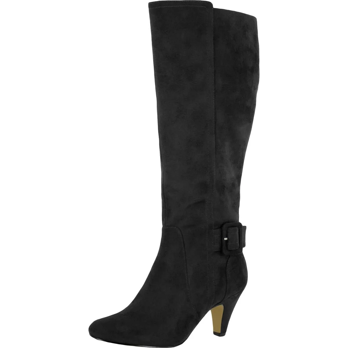 Troy II Womens Faux Suede Almond Toe Cone Heels