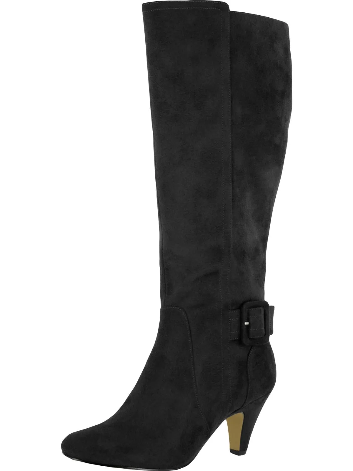 Troy II Womens Faux Suede Almond Toe Cone Heels