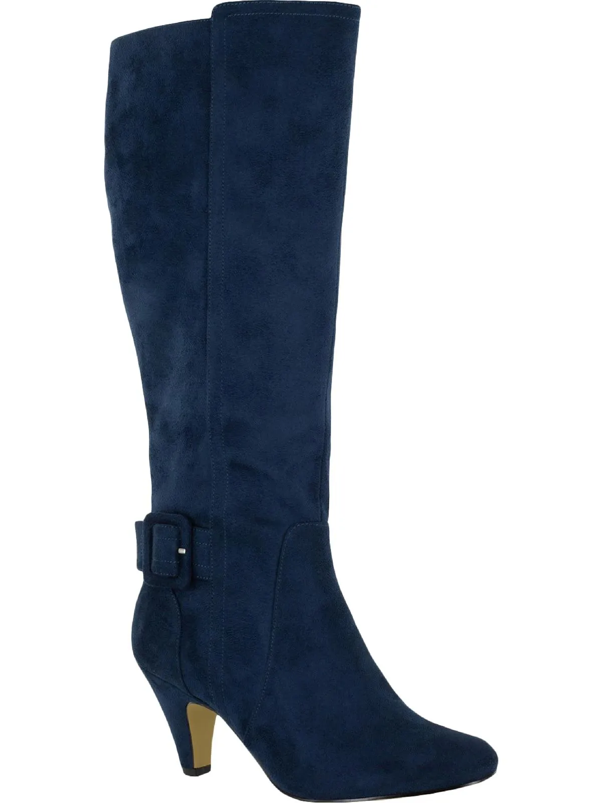 Troy II Womens Faux Suede Almond Toe Cone Heels