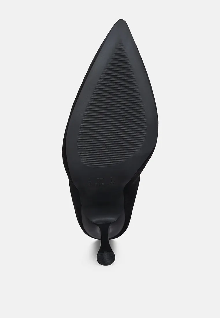 tweeple stiletto boot with a pointed toe