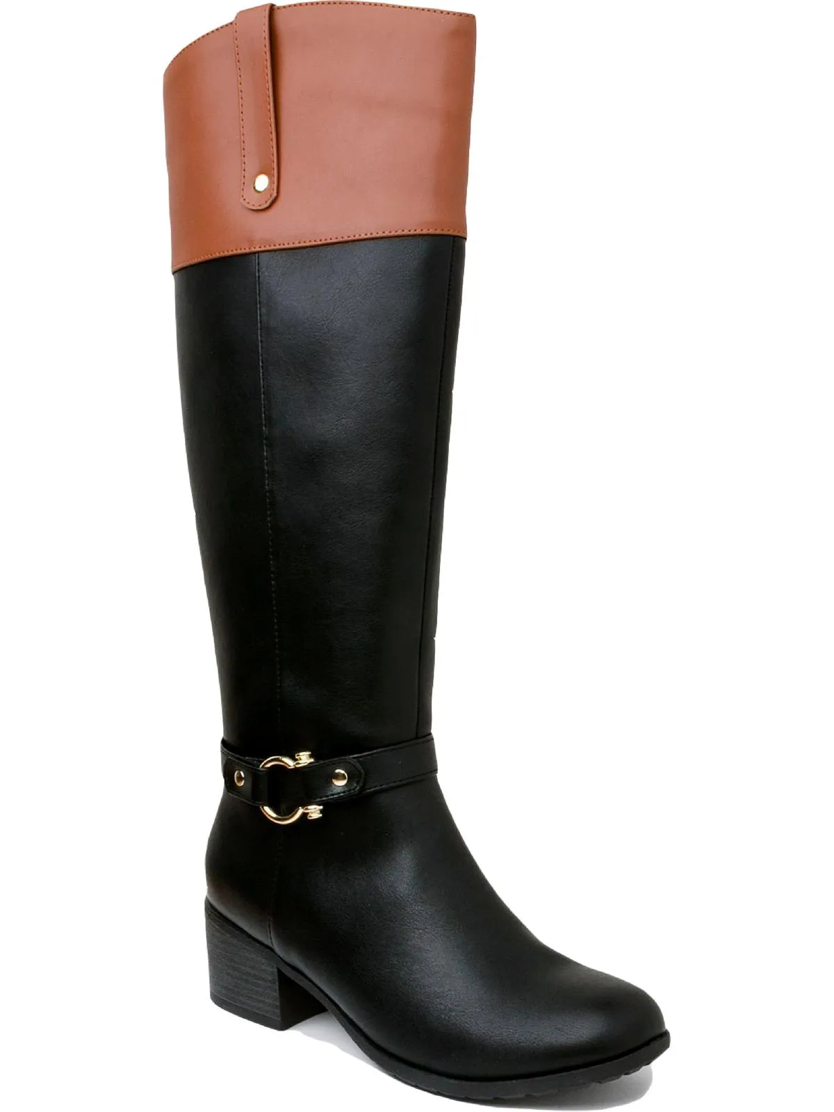 Vickyy Womens Faux Leather Embossed Knee-High Boots