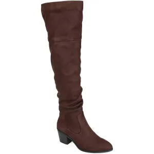 Wczivia Womens Vegan Leather Extra Wide Calf Knee-High Boots