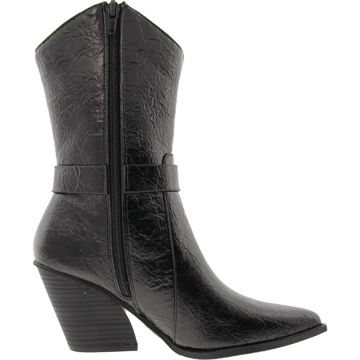 WESLEY Womens Buckle Manmade Mid-Calf Boots