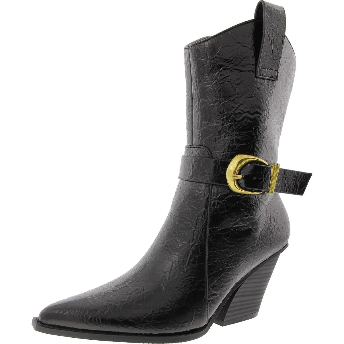WESLEY Womens Buckle Manmade Mid-Calf Boots
