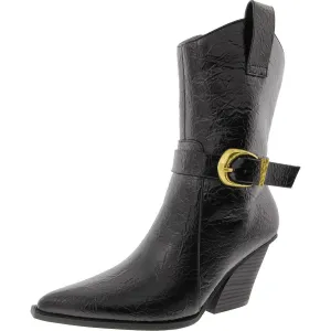 WESLEY Womens Buckle Manmade Mid-Calf Boots