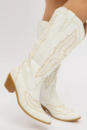 White Embroidered Western Cowboy Boots