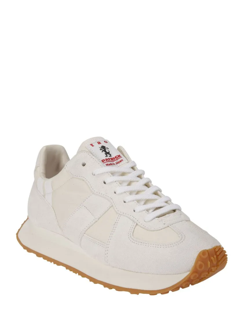 White Leather Sneakers Contrasting White Sole