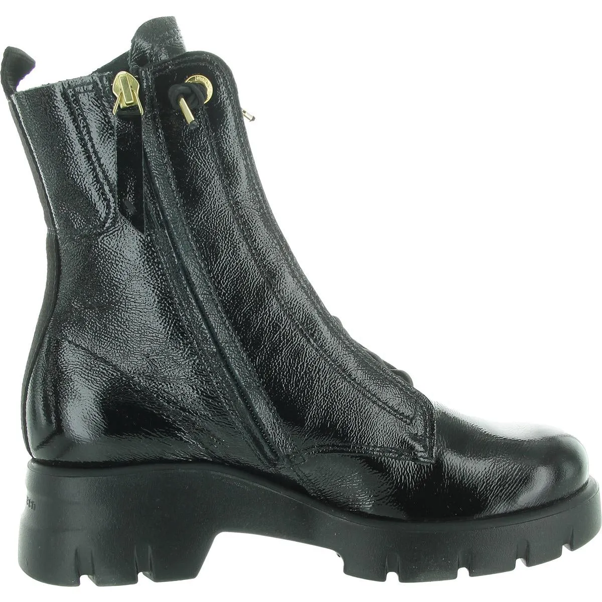 Wicked BT Womens Zipper Patent Leather Combat & Lace-Up Boots