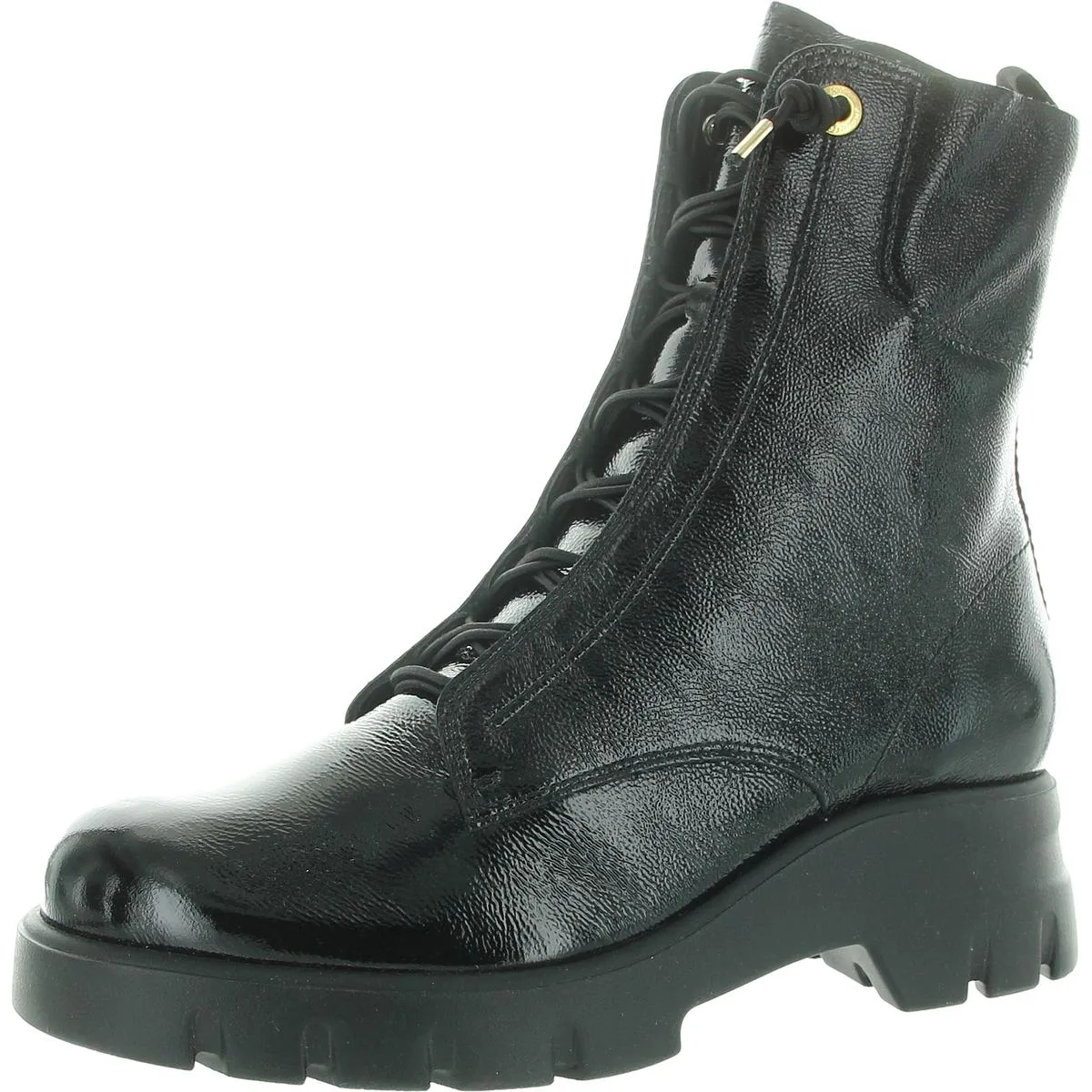 Wicked BT Womens Zipper Patent Leather Combat & Lace-Up Boots