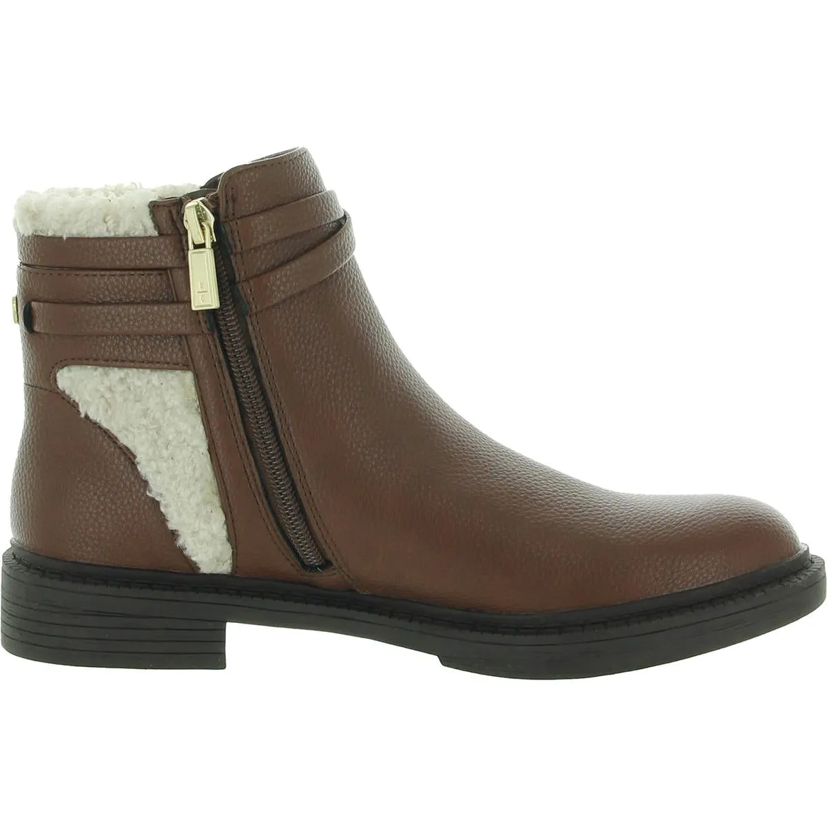 Wind Lug Buckle Cozy Womens Leather Faux Fur Ankle Boots
