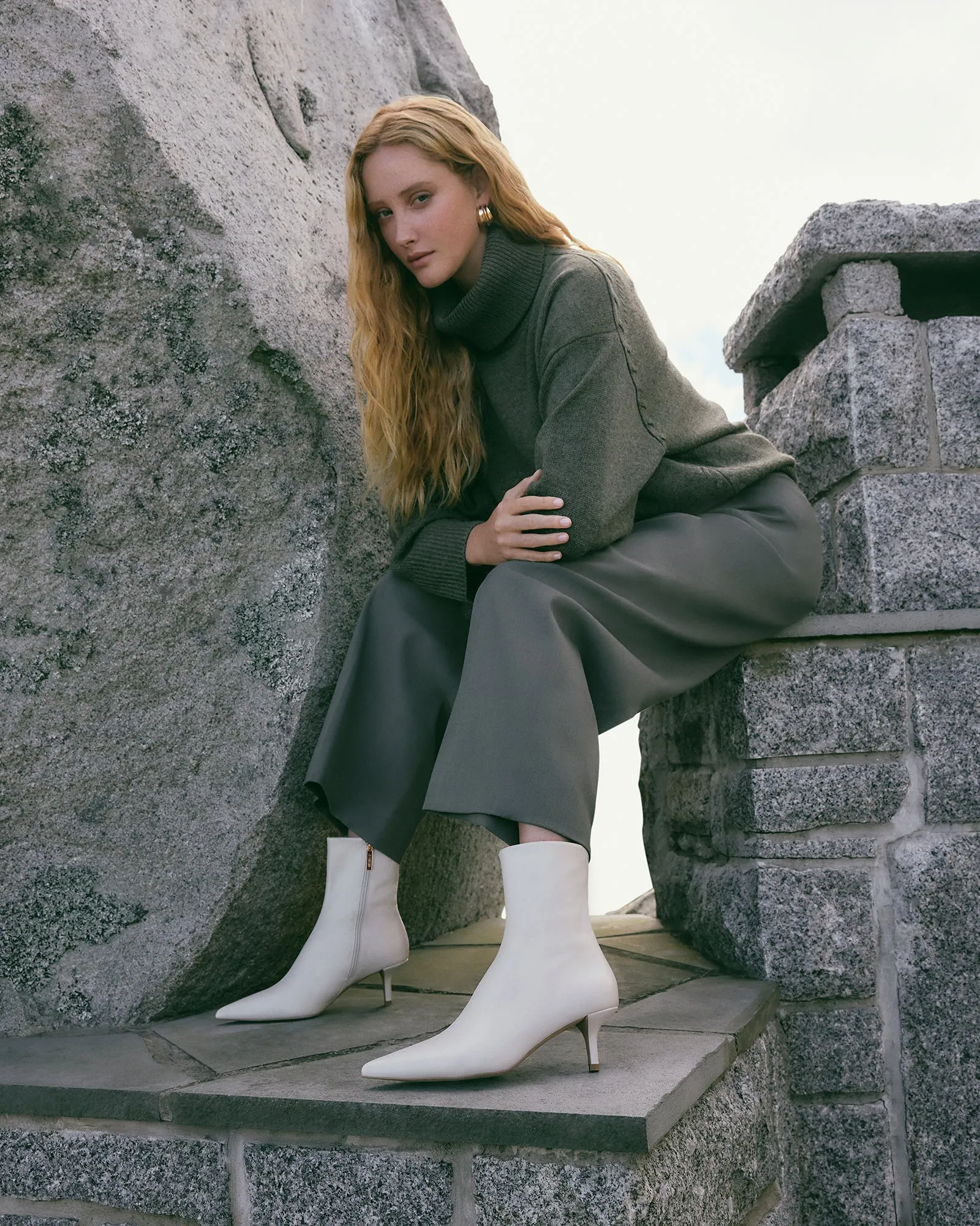 WINNIE MID ANKLE BOOTS OFF WHITE LEATHER
